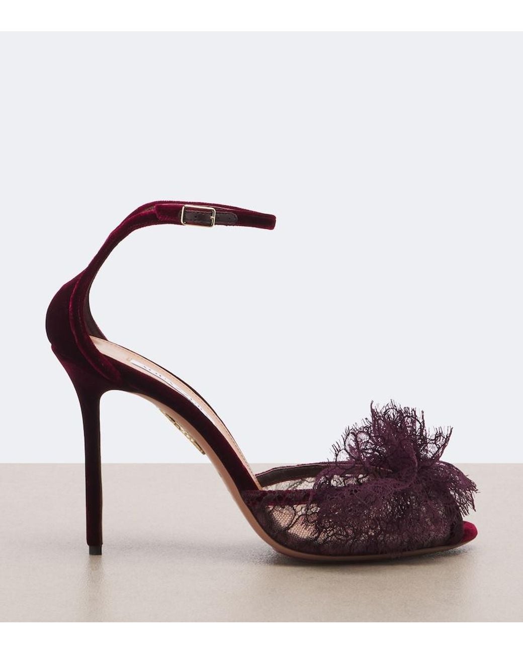 Aquazzura Purple Lover Lace-Trimmed Mesh Sandals