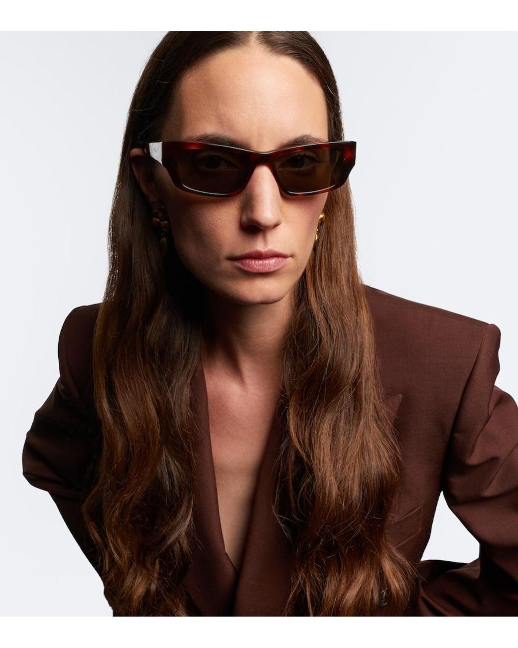Saint Laurent Brown Jazz Rectangular Sunglasses