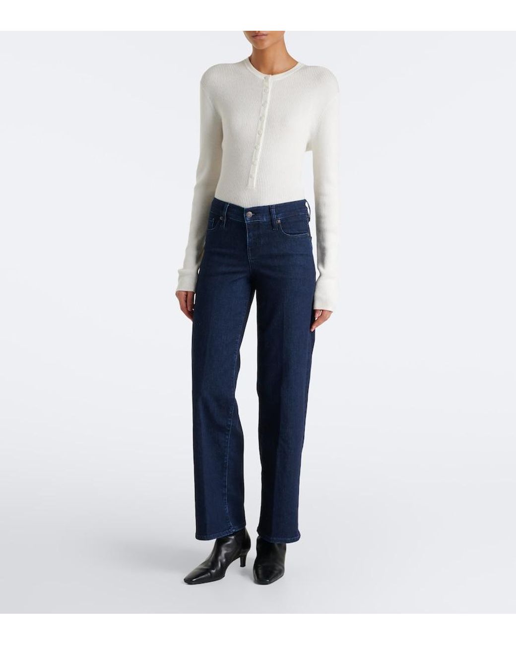 FRAME Blue Low Rise Wide-Leg Jeans