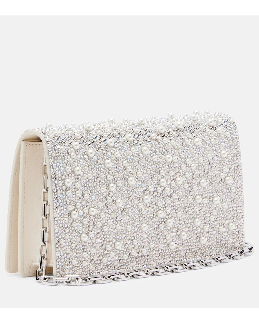 Christian Louboutin Metallic Bettina Embellished Leather Clutch