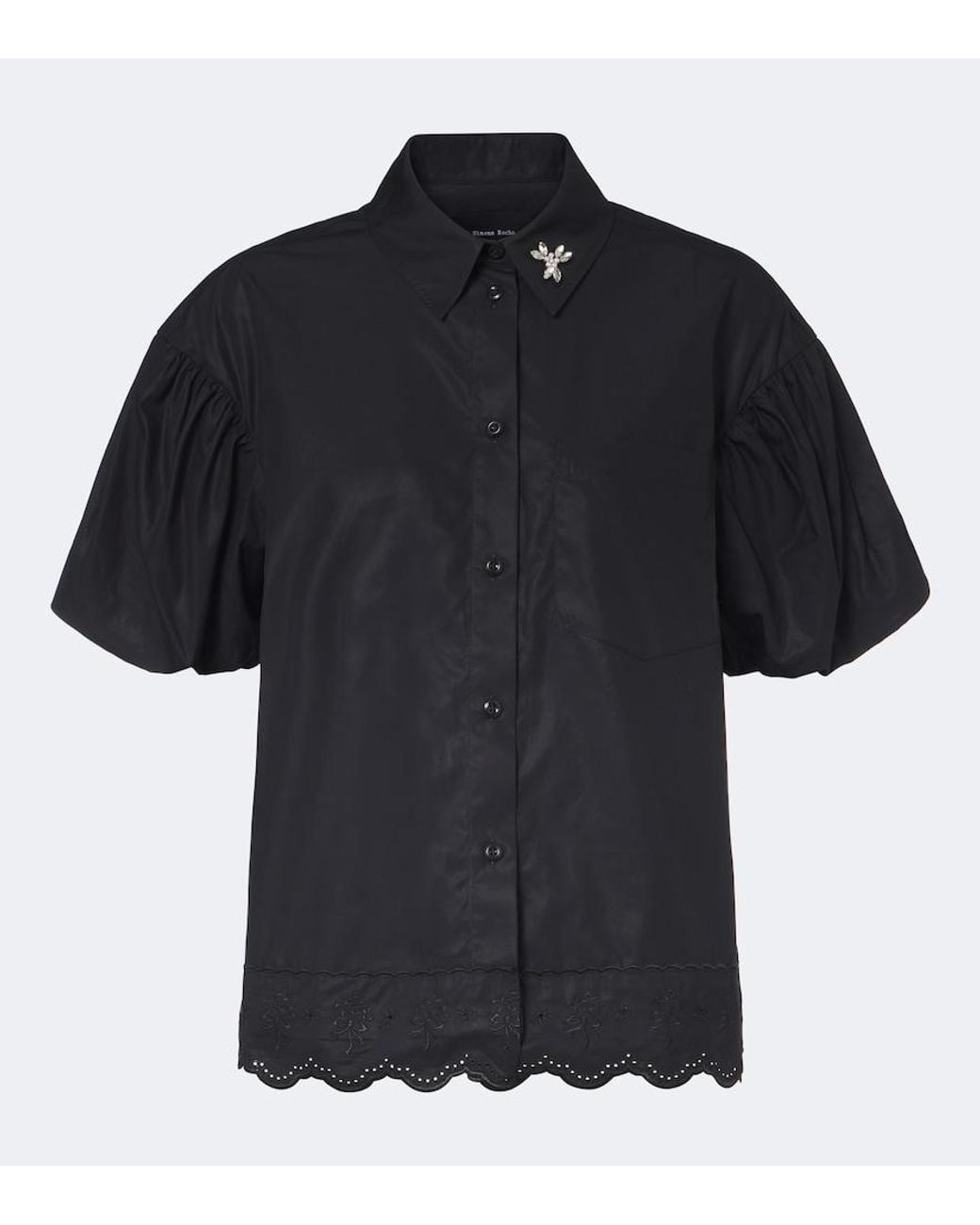 Simone Rocha Black Embellished Cotton Poplin Shirt
