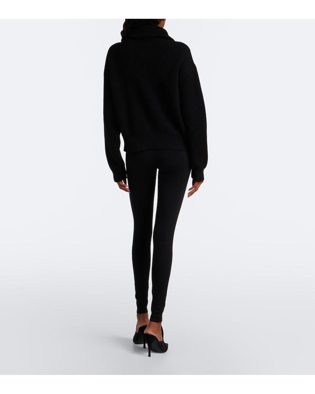Alaïa Black Wool-Blend Leggings