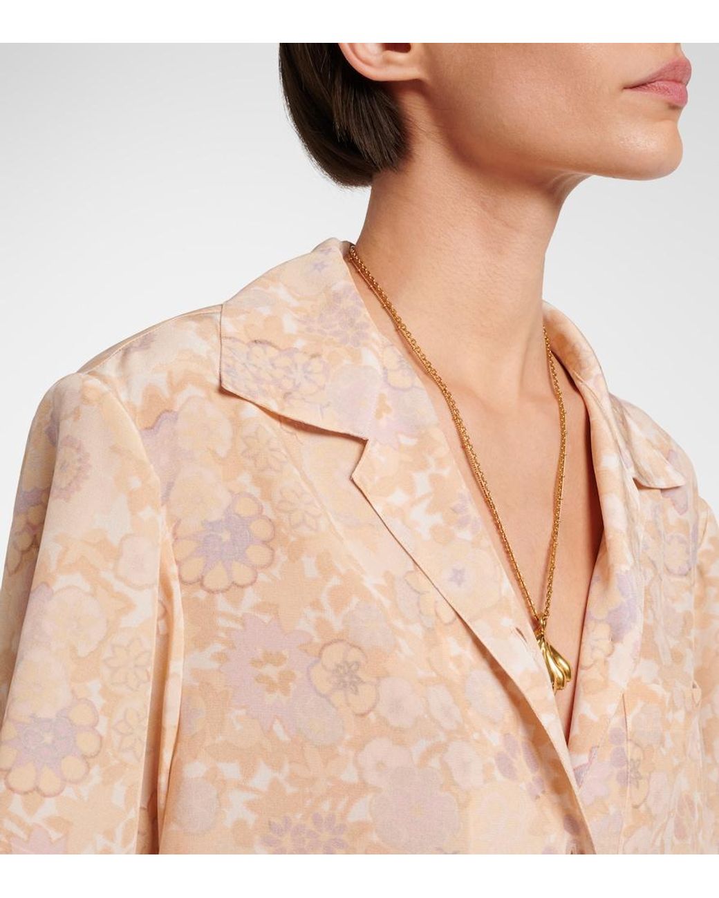 Chloé Natural Floral Silk Bowling Shirt