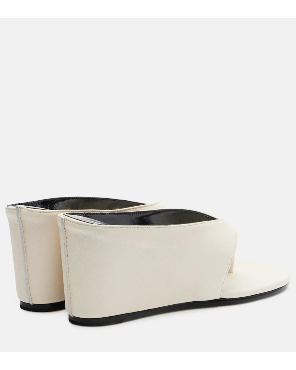 Jude White Yaga Leather Wedge Thong Sandals