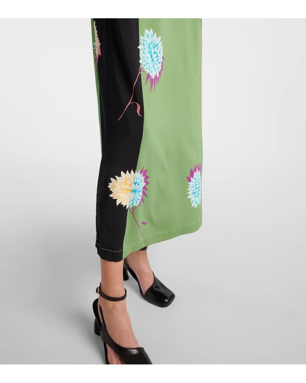 LaDoubleJ Green Swing Printed Jersey Midi Dress