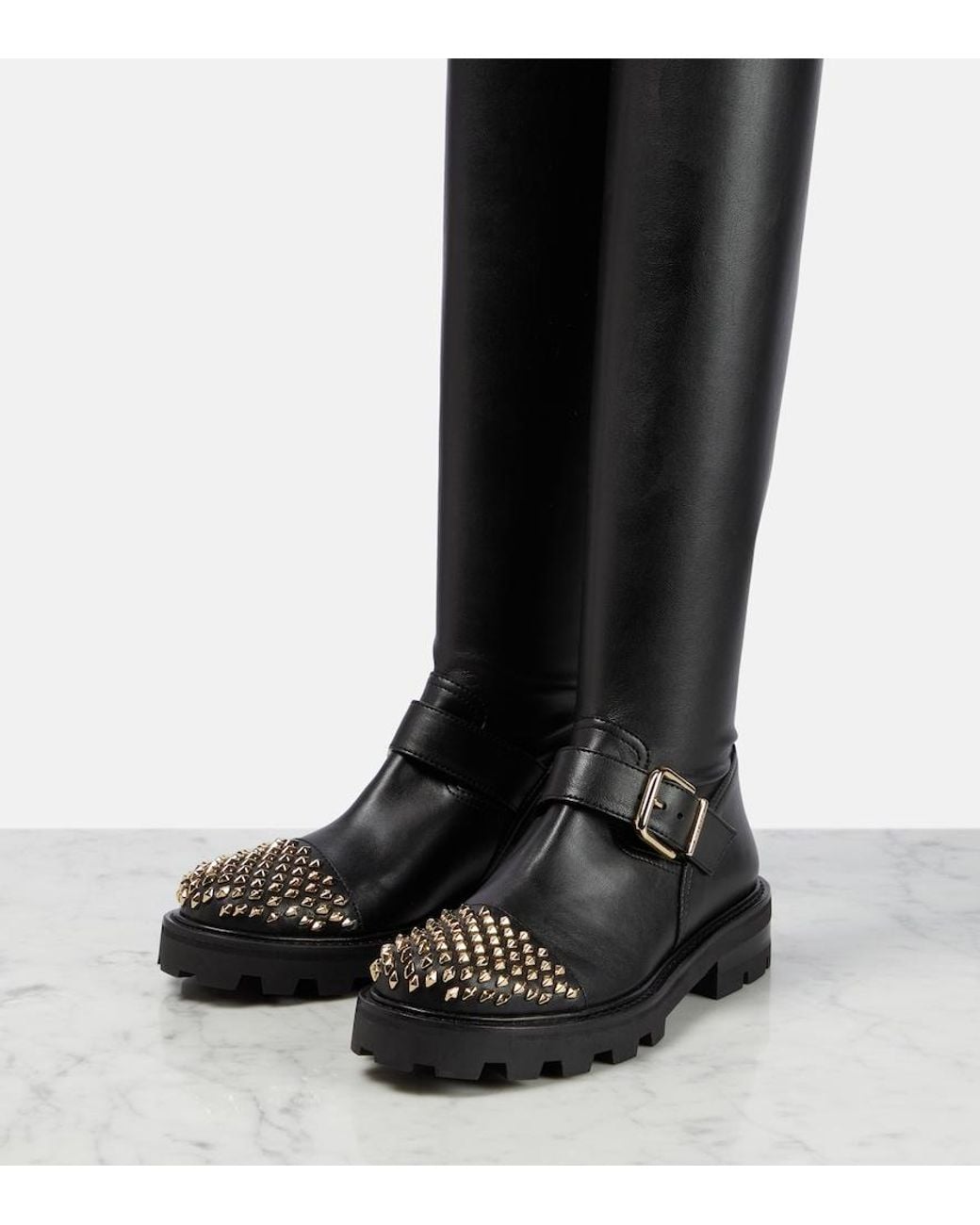 Jimmy Choo Black Biker Ii Knee-High Boots