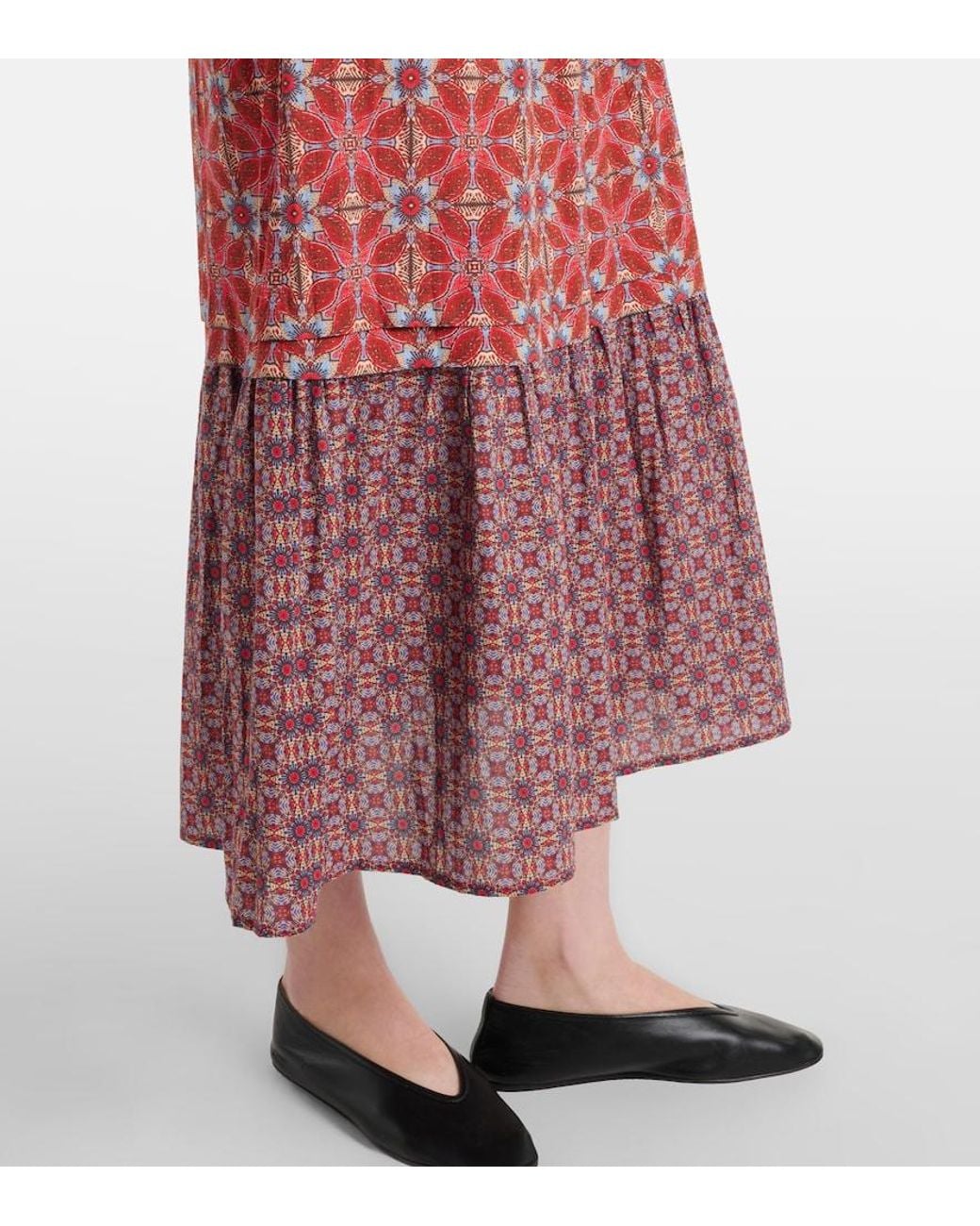 Velvet Red Maela Printed Cotton Midi Dress