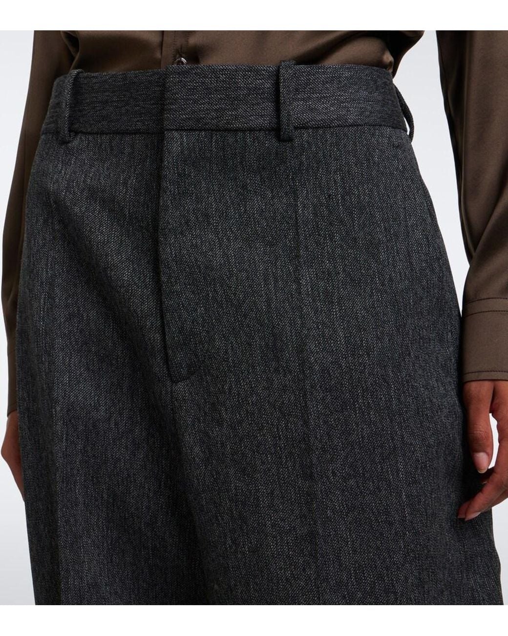Tod's Gray Virgin Wool Wide-Leg Pants