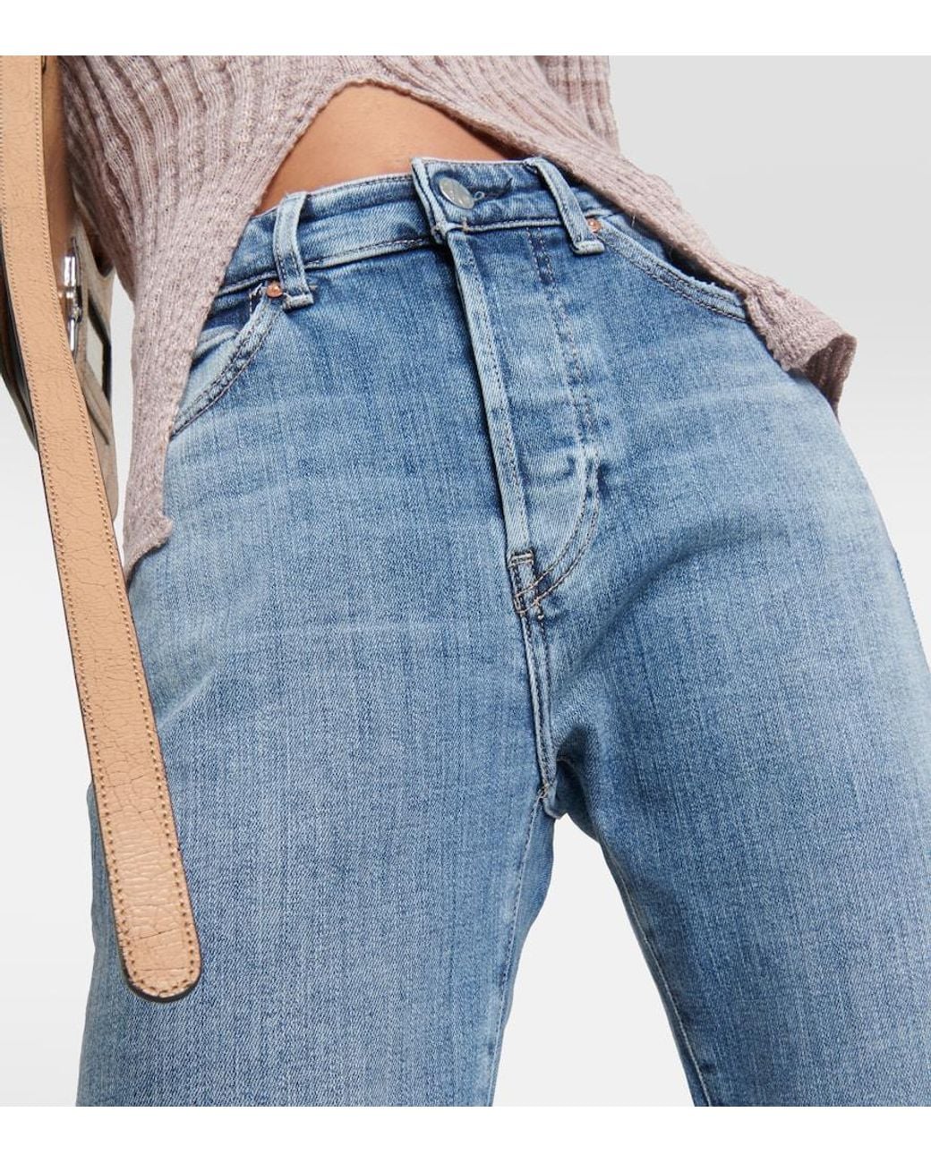 AG Jeans Blue American Mid-Rise Straight Jeans
