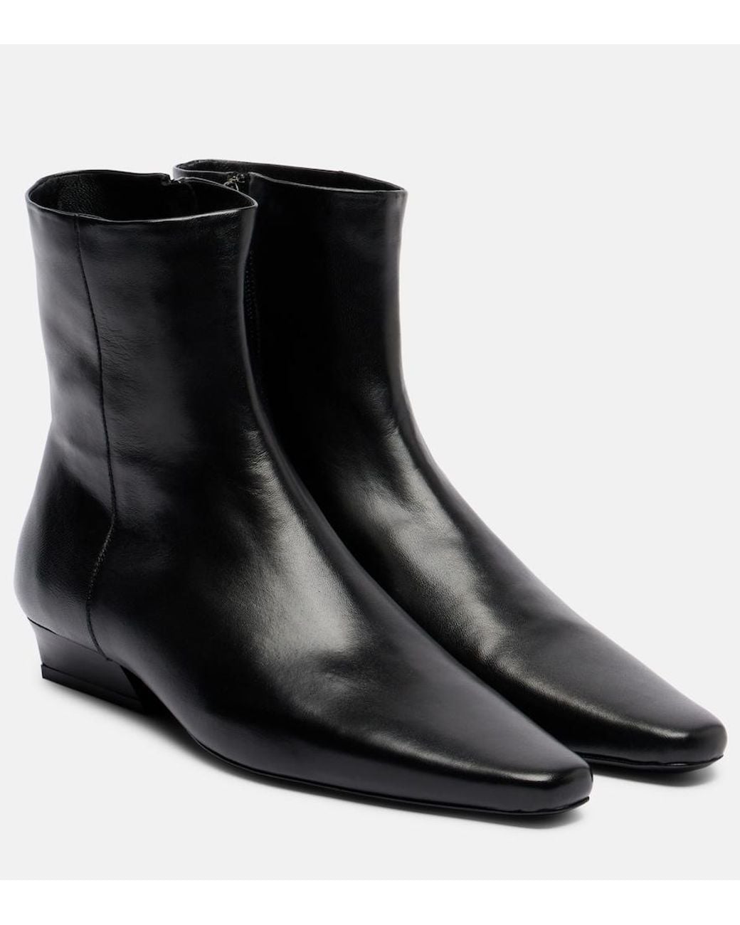 Staud Black Wally Flat Leather Ankle Boots