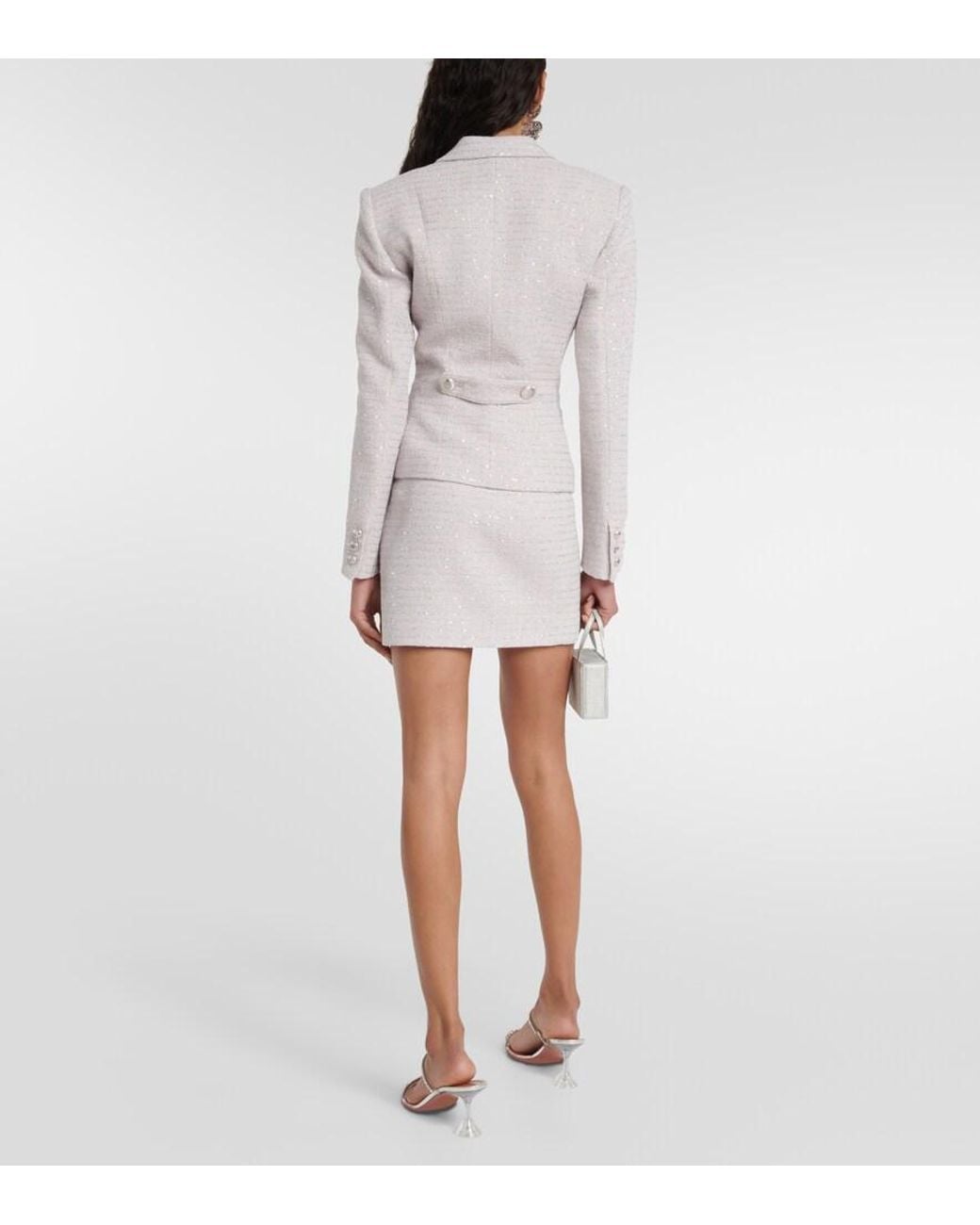 Alessandra Rich Pink Sequined Single-Breasted Tweed Blazer