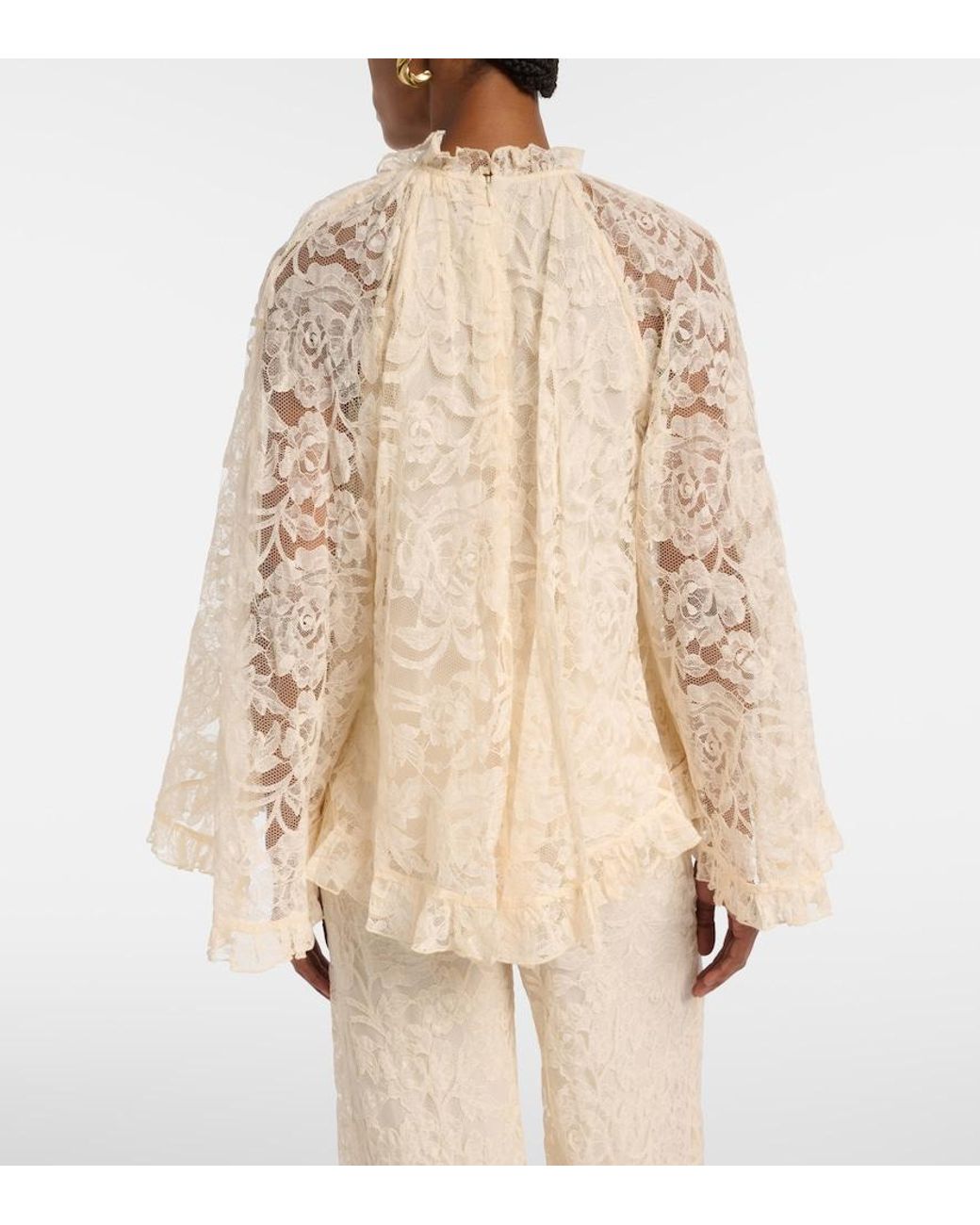 Zimmermann Natural Carousel Ruffled Lace Blouse