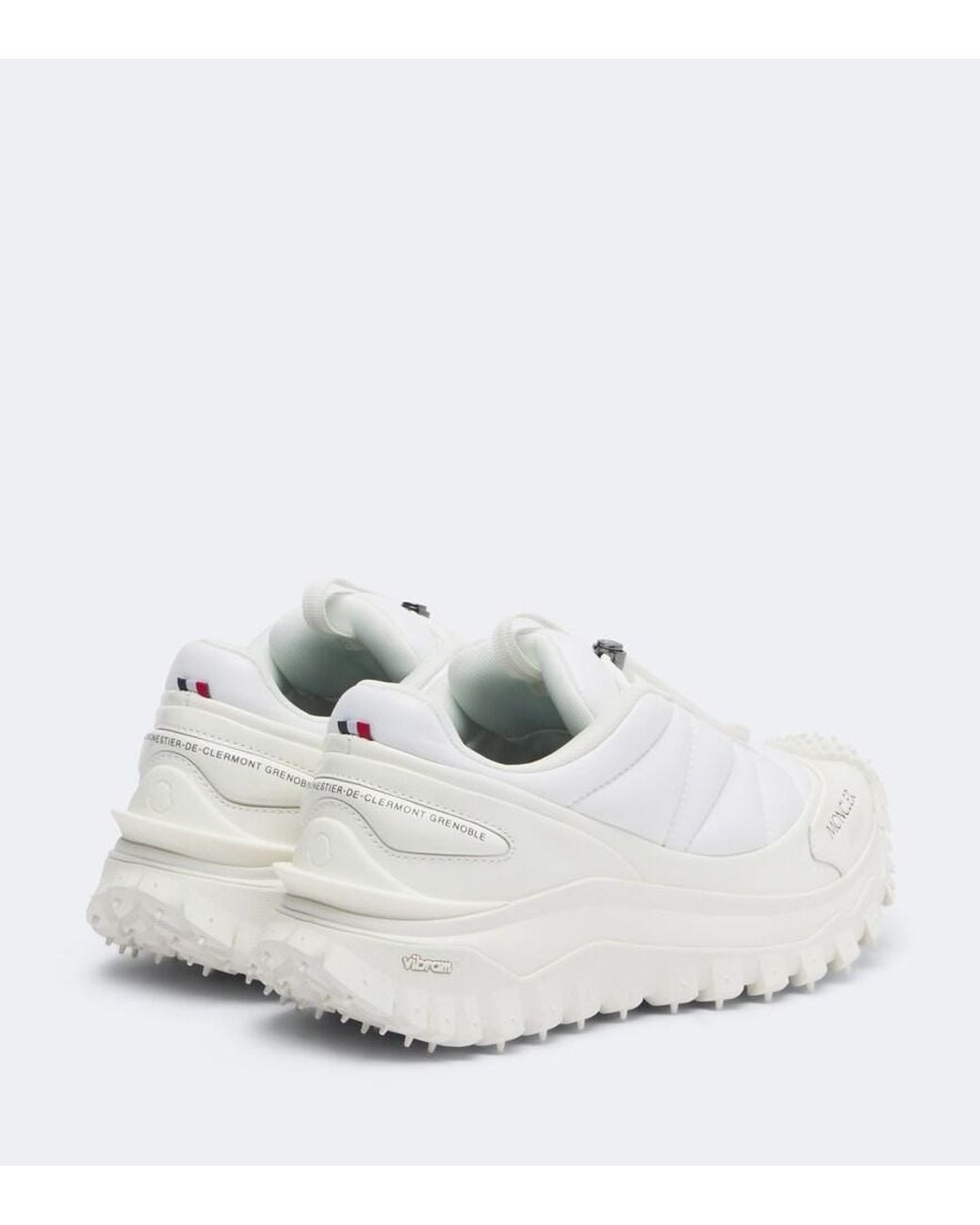 Moncler White Trailgrip Puffer Leather-Trimmed Sneakers