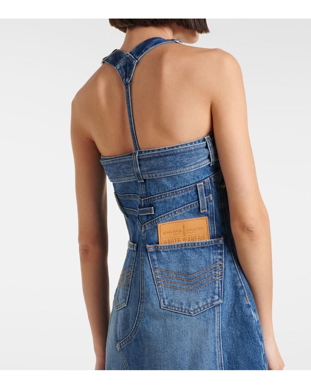 Jean Paul Gaultier Blue Overall Detail Denim Dress