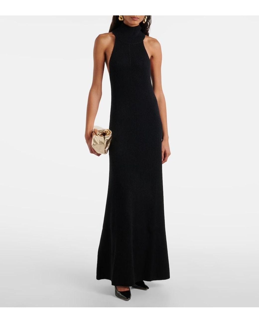 Lisa Yang Black Amannda Ribbed-Knit Cashmere Maxi Dress