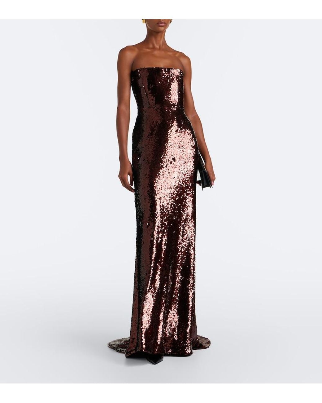 Alex Perry Brown Sequined Bustier Gown