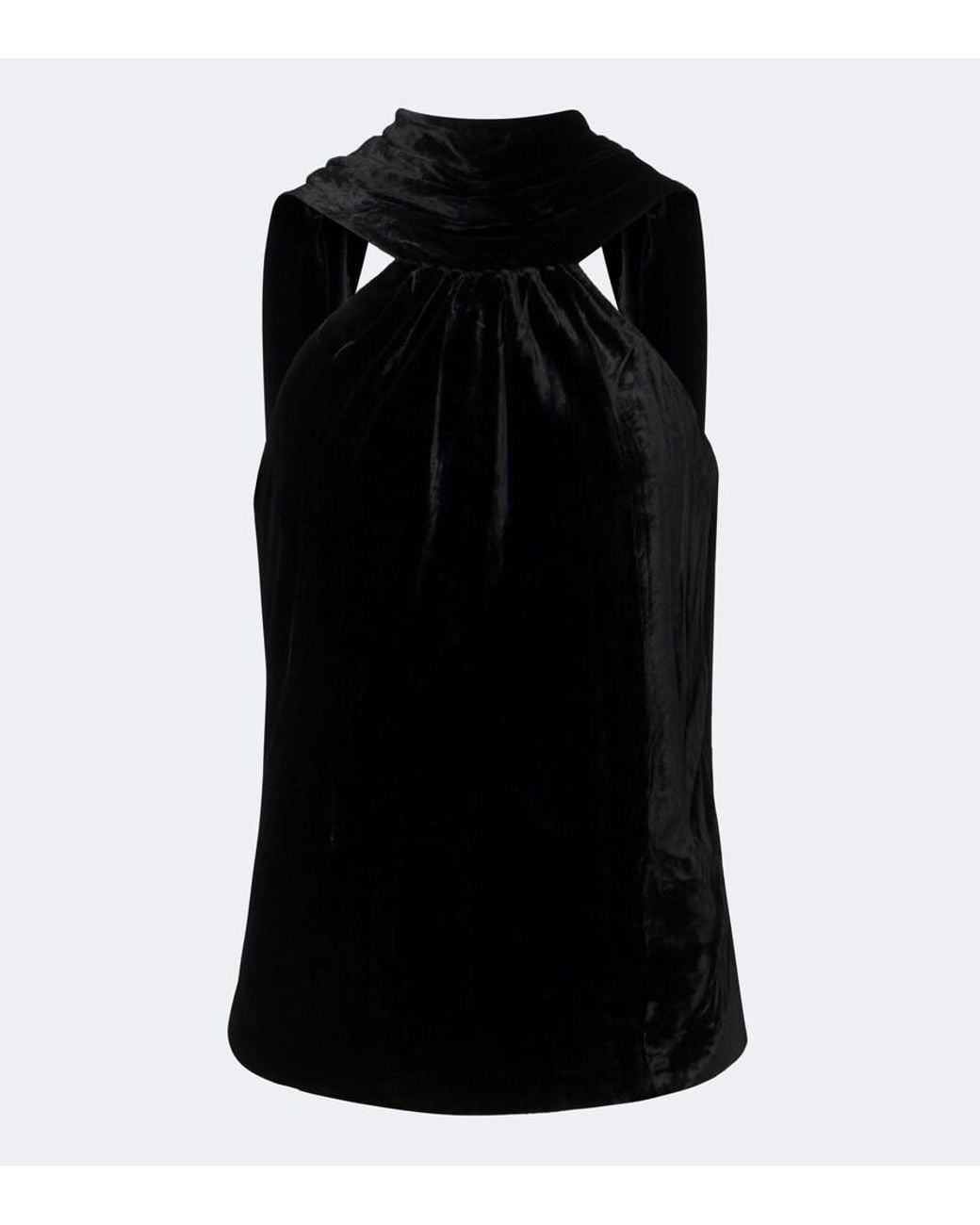 Jonathan Simkhai Black Scarlett Draped Caped Velvet Top