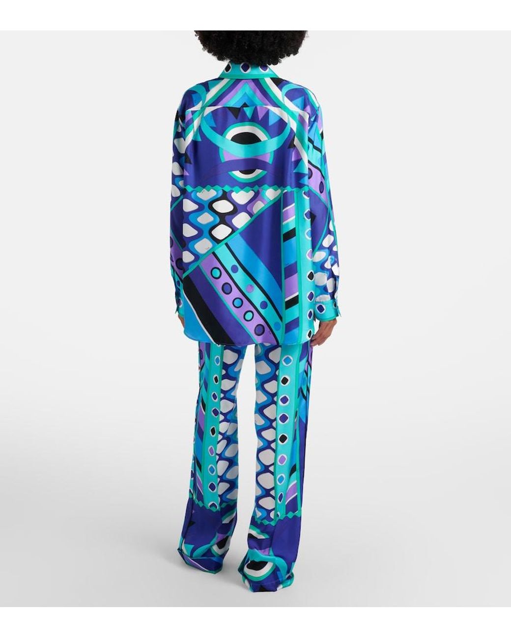 Emilio Pucci Blue Vivara Silk Wide-Leg Pants