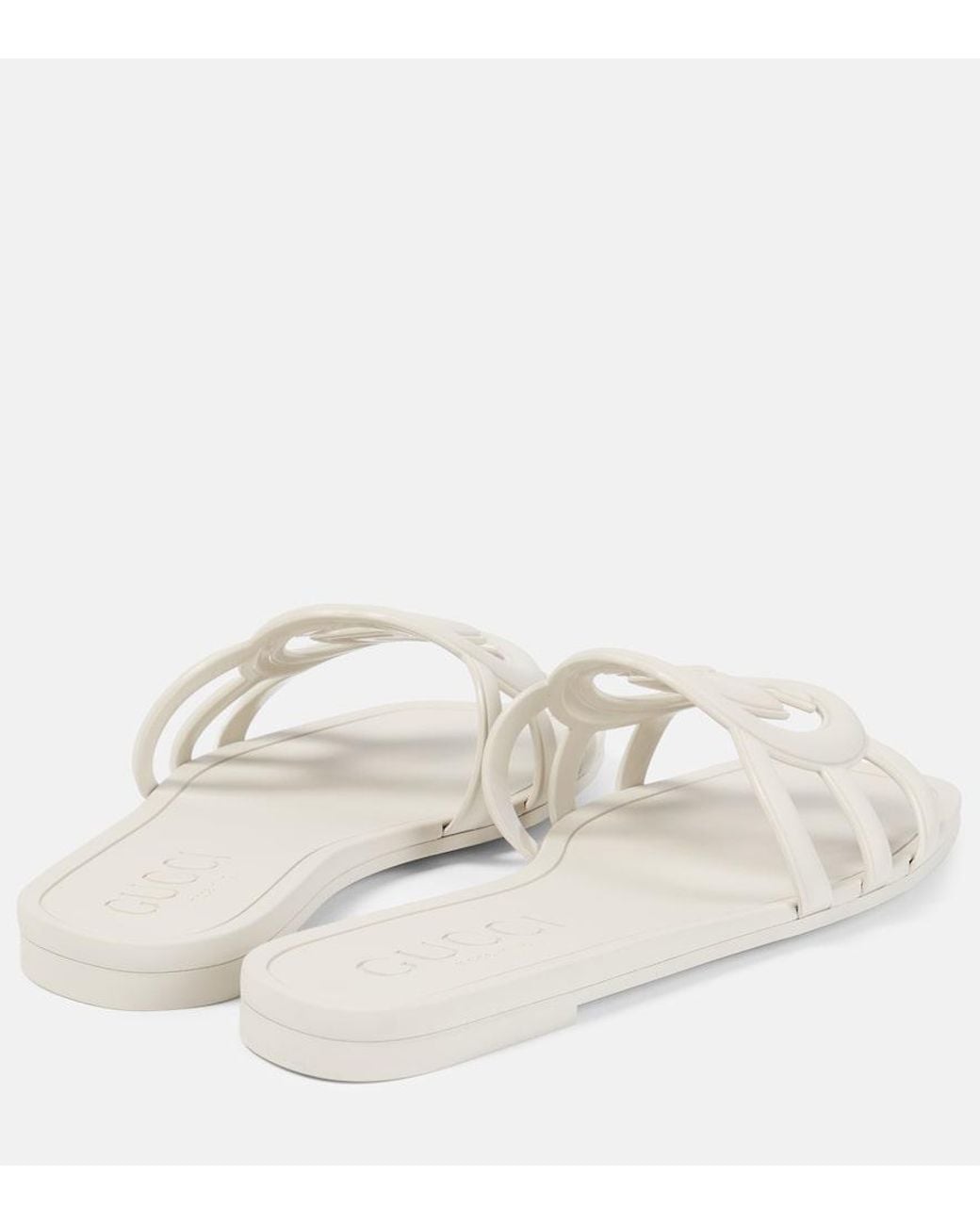 Gucci White Interlocking G Slide Sandal