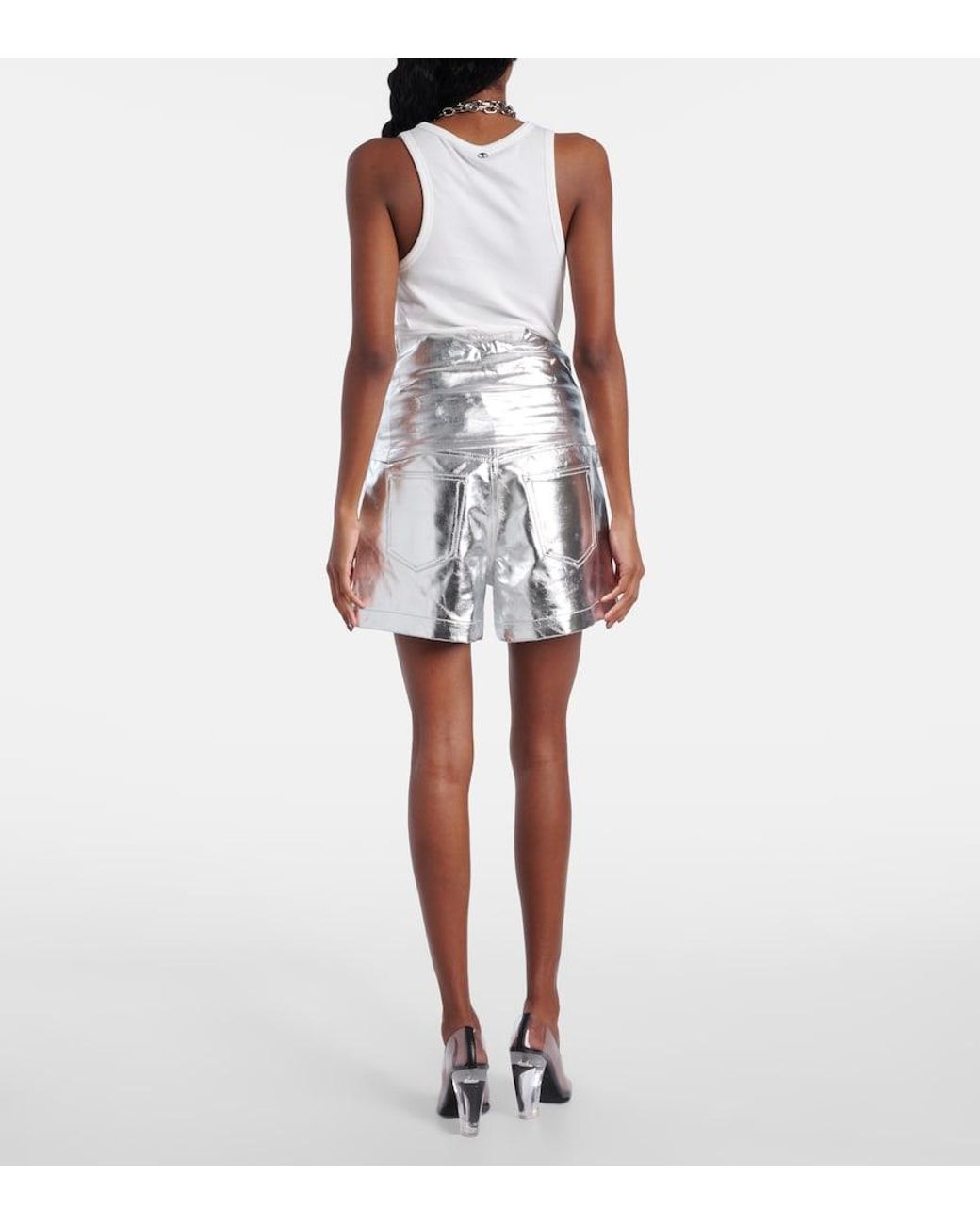 Rabanne White Gathered Cotton-Blend Tank Top