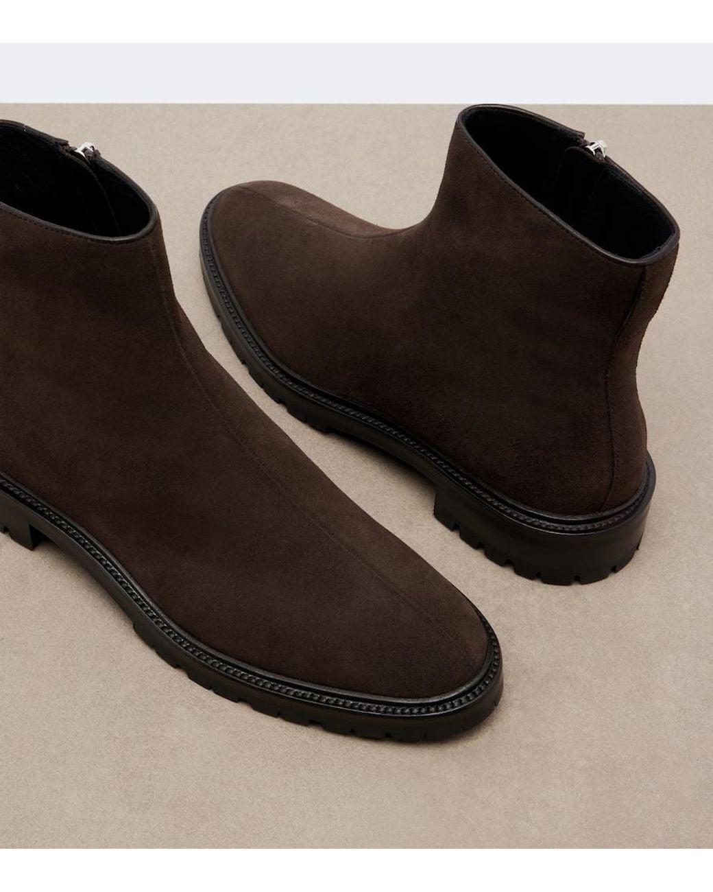 The Row Brown Moto Suede Ankle Boots