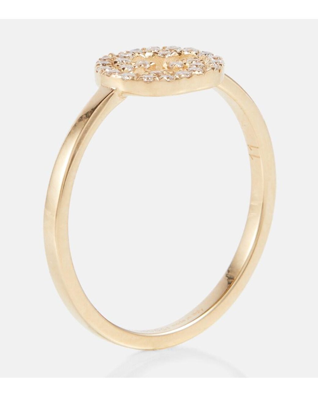Gucci Interlocking G 18Kt Ring With Diamonds in White | Lyst