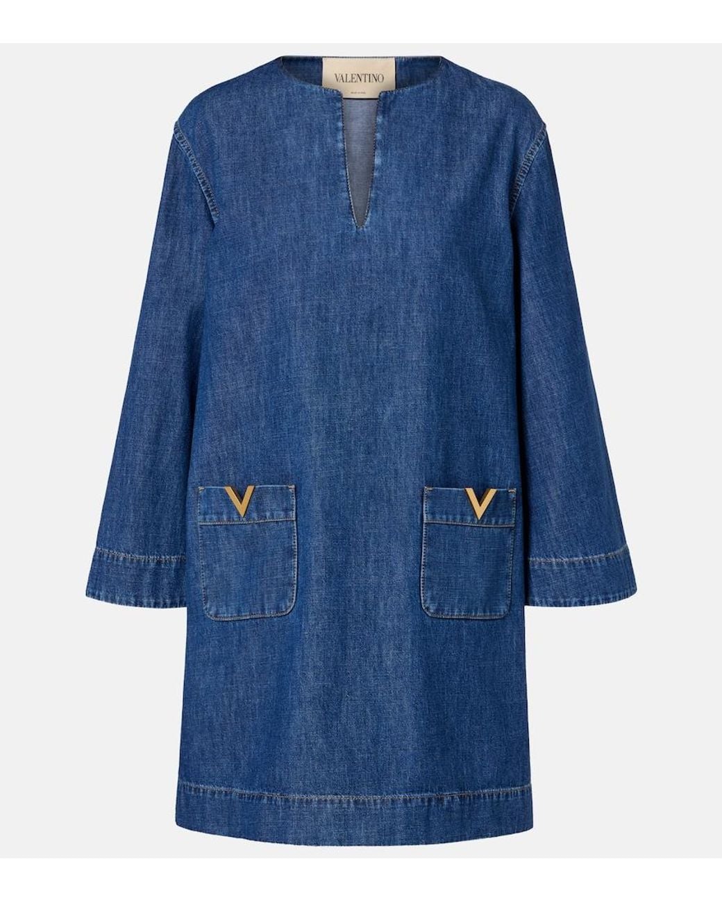 Valentino Garavani Blue Vgold Chambray Minidress