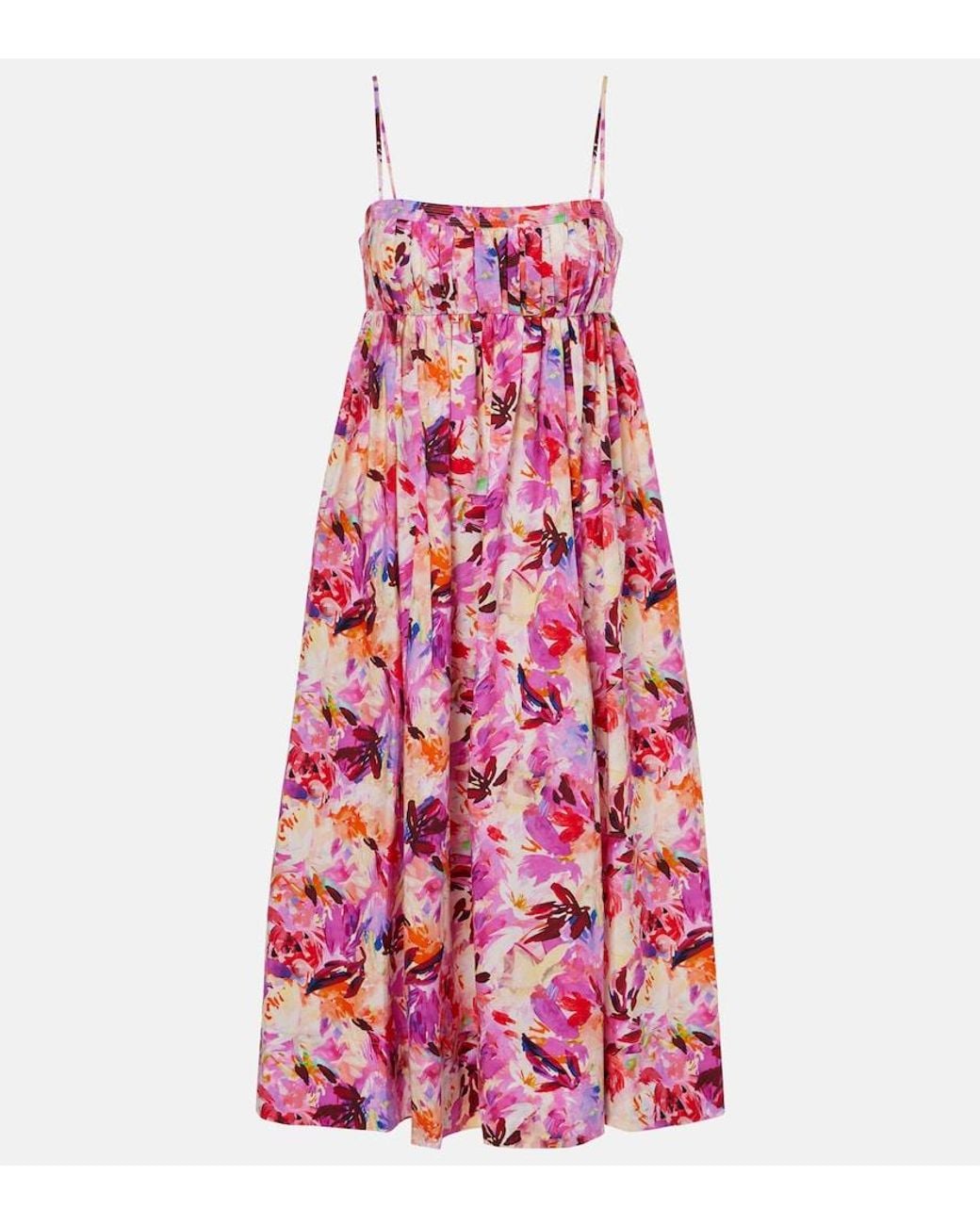 Ulla Johnson Red Lucille Floral Cotton Maxi Dress