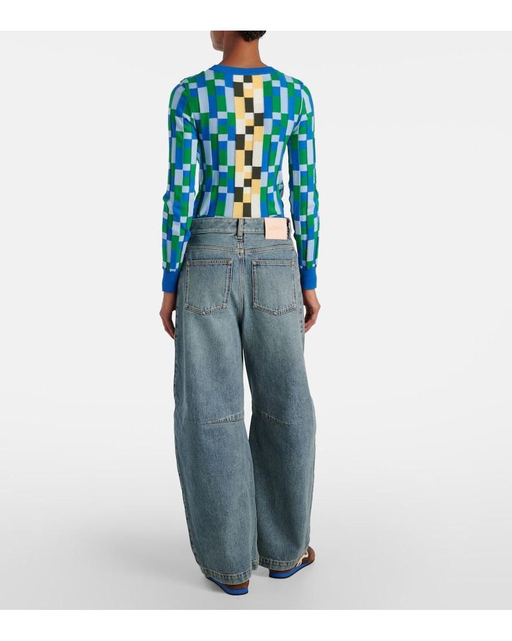 Loewe Blue Anagram Barrel-Leg Jeans