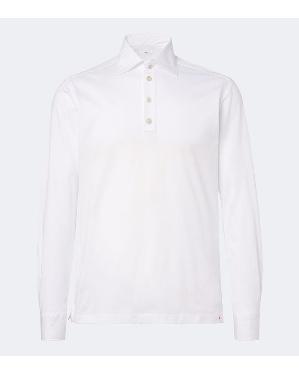 Kiton White Cotton Poplin Polo Top for men