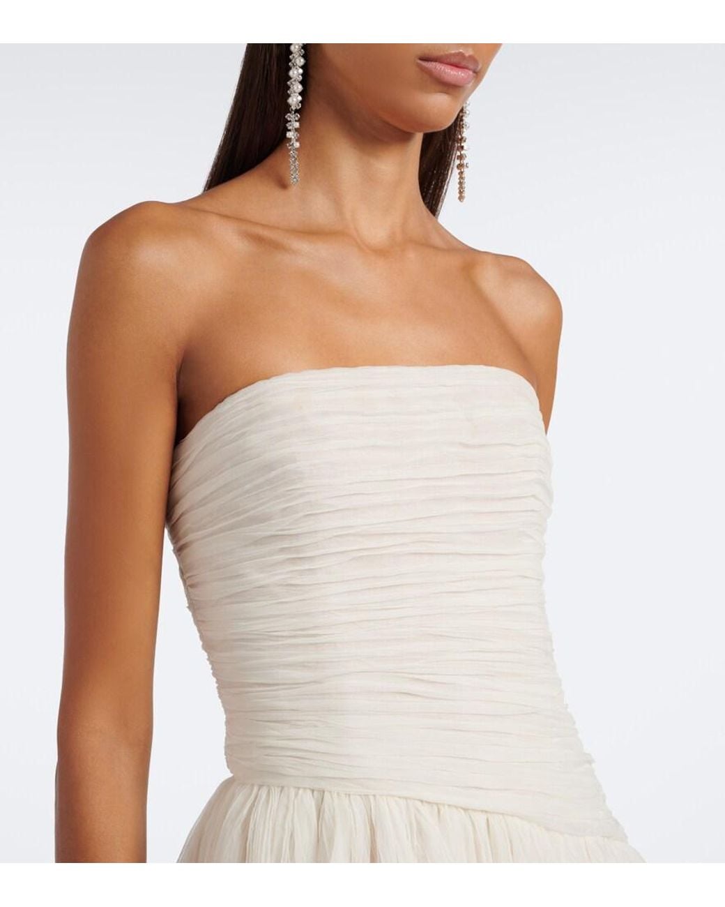 Danielle Frankel White Bridal Mila Silk Organza Bustier Gown
