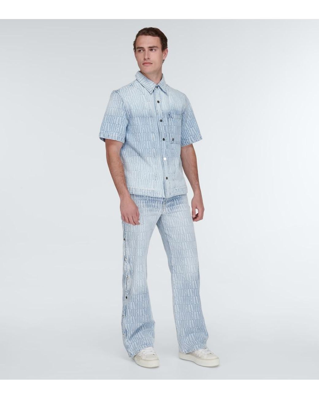 Amiri Blue Logo Jacquard Denim Pants for men