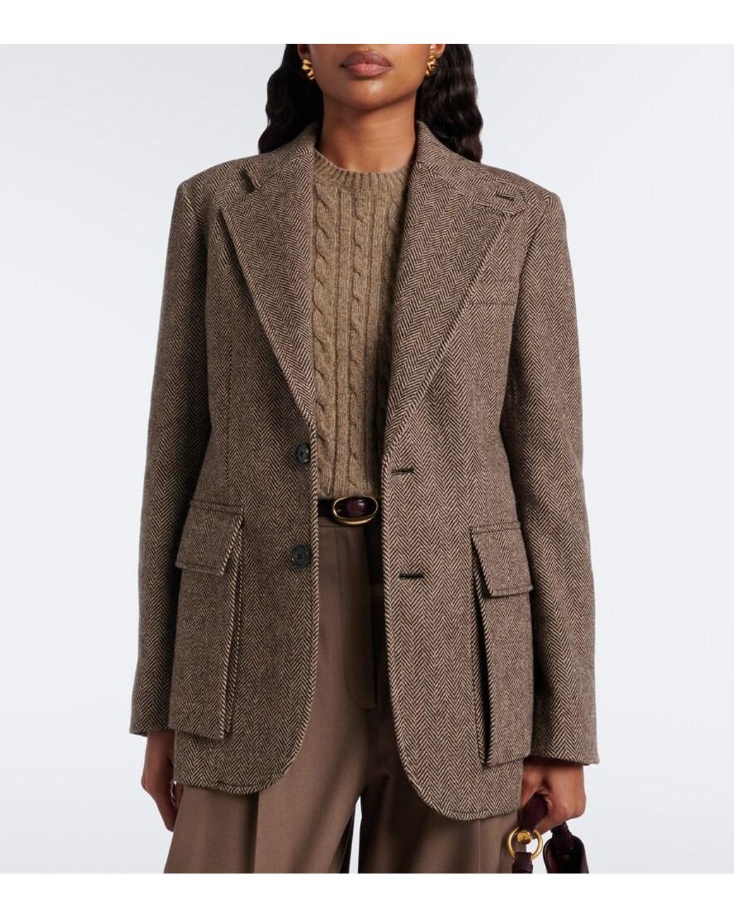 Ralph Lauren Brown Preston Ii Wool-Blend Tweed Blazer
