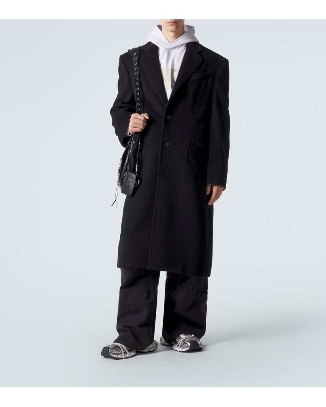 Balenciaga Wool Coat in Black for Men | Lyst UK
