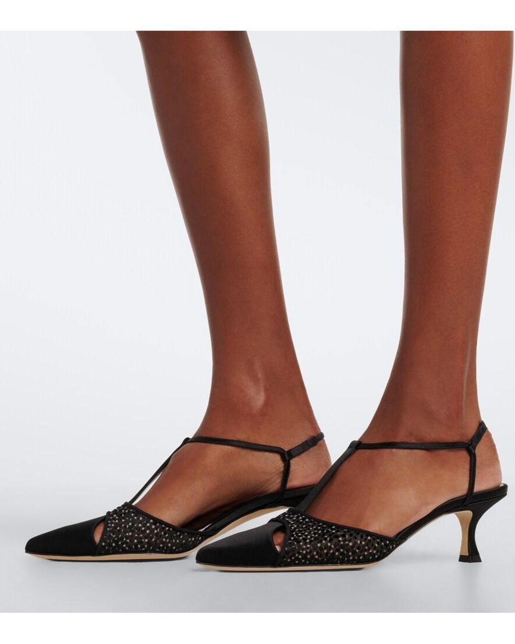 Manolo Blahnik Black Turgimodla Satin Slingback Pumps