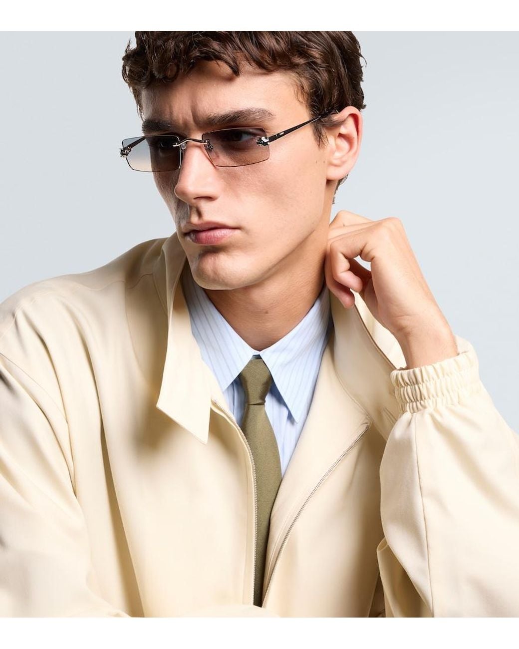Cartier Blue Panthere De Cartier Rectangular Sunglasses for men