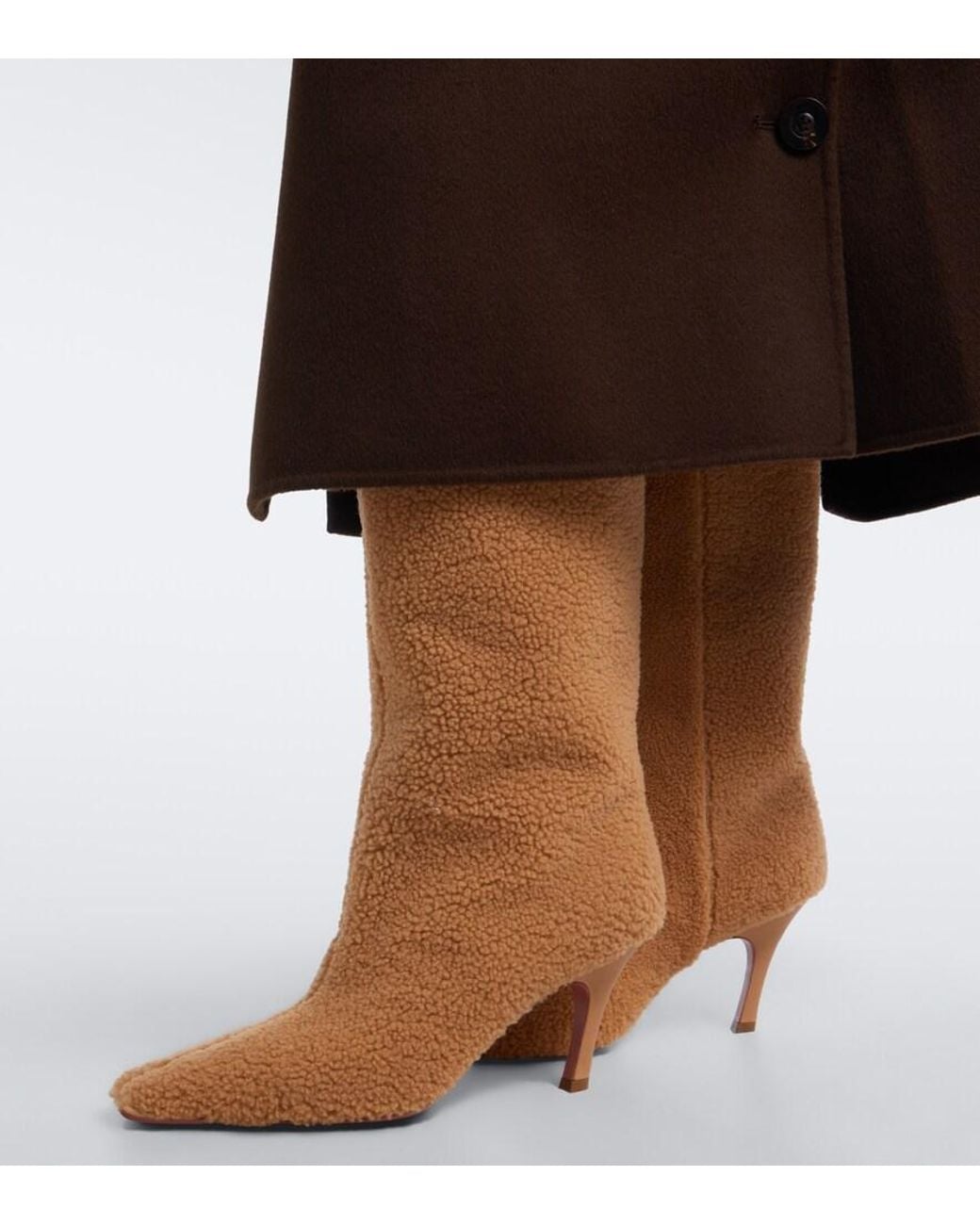 AMINA MUADDI Brown Mona Shearling Knee-High Boots