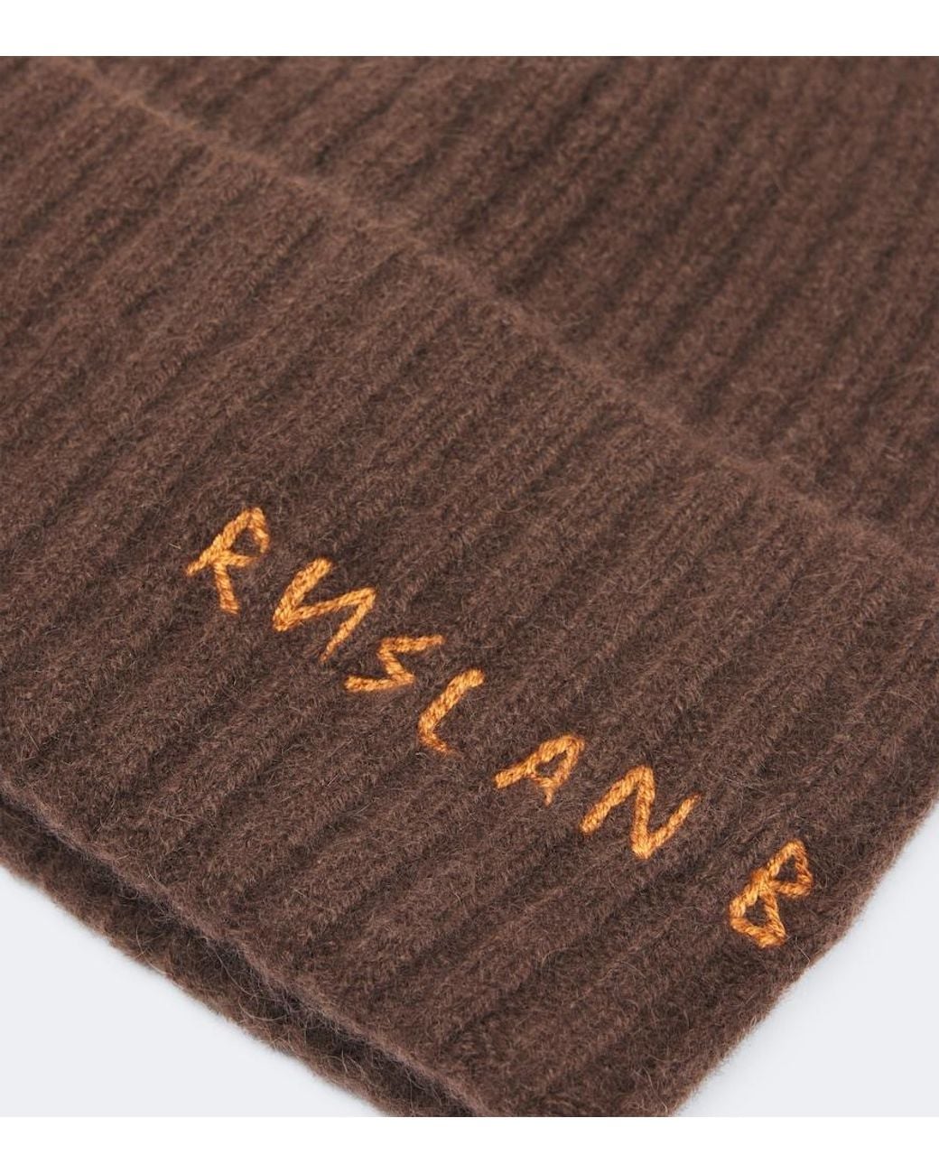 Ruslan Baginskiy Brown Logo Ribbed-Knit Cashmere Beanie