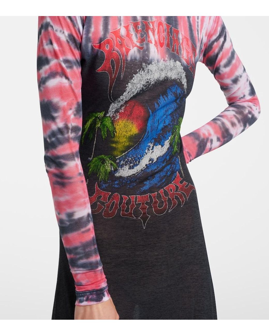 Balenciaga Blue Printed Tie-Dye Cotton-Blend Jersey Maxi Dress
