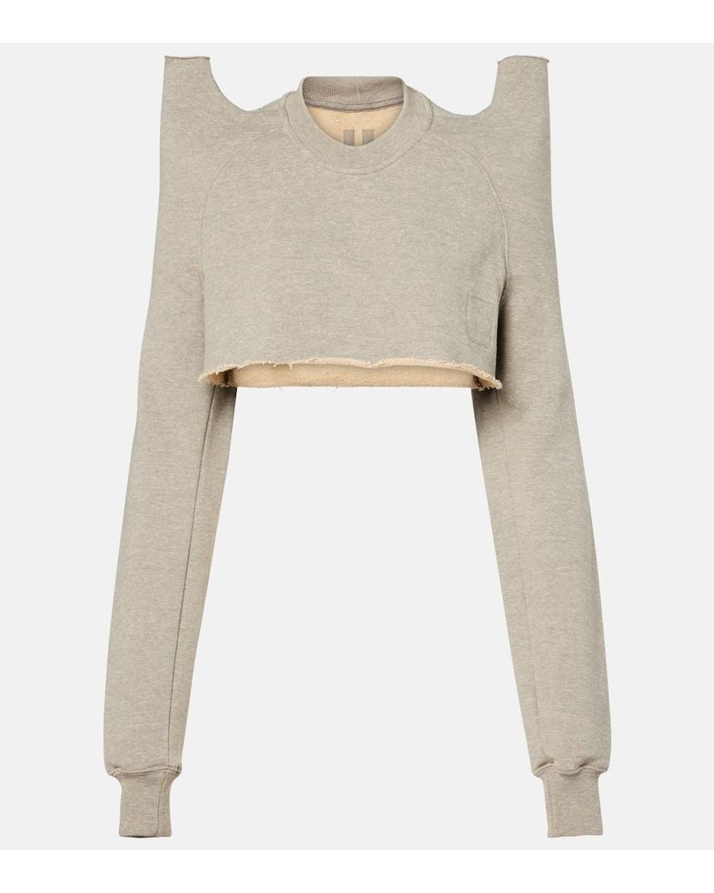 Rick Owens Natural Cropped Cotton-Blend Jersey Sweatshirt