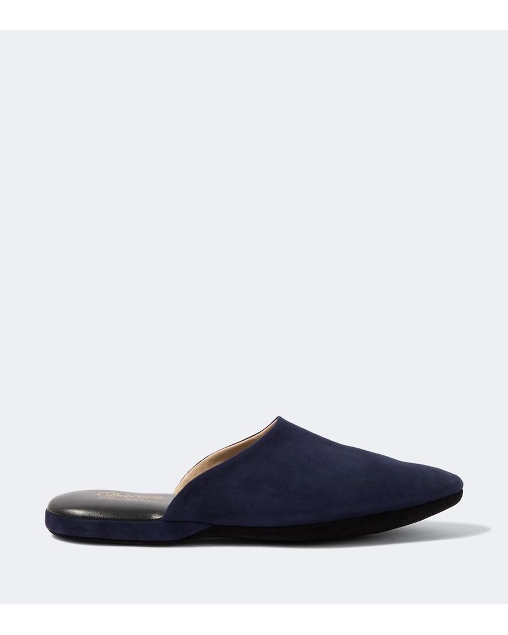 Charvet Blue Leather-Lined Suede Slippers for men