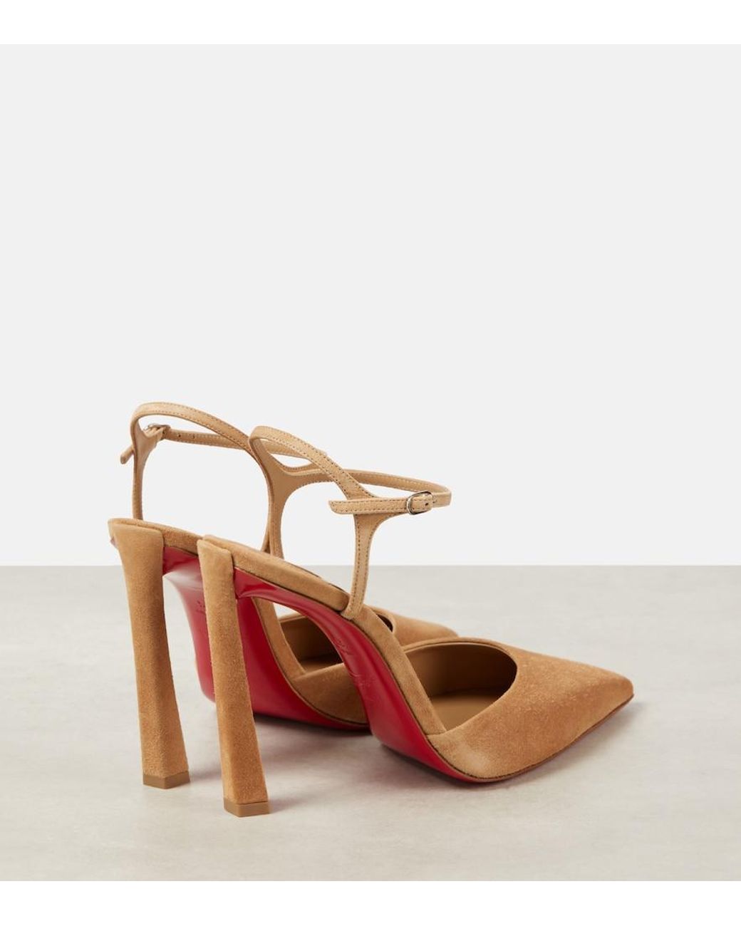 Christian Louboutin Metallic Suede Ankle-Strap Pointed Pumps