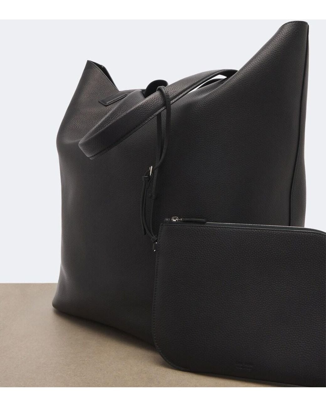 The Row Black Clement Leather Tote Bag