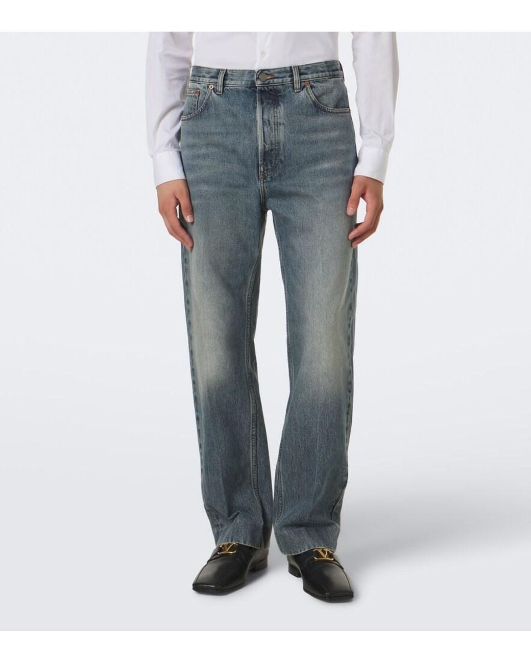 Valentino Garavani Blue Faded Straight Jeans for men