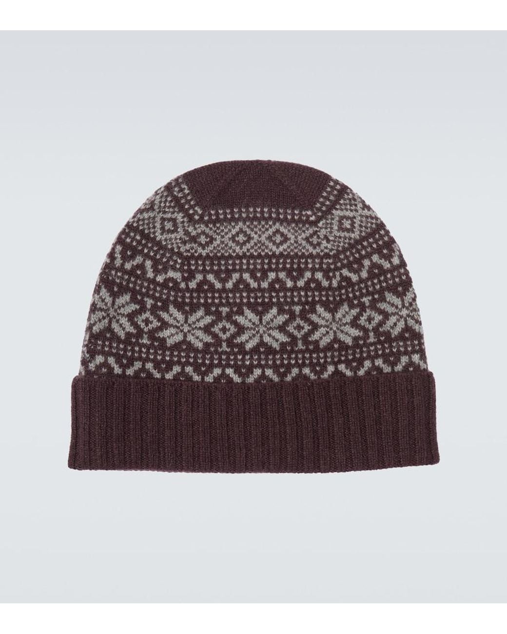Eleventy Brown Fair Isle Intarsia Cashmere Beanie for men