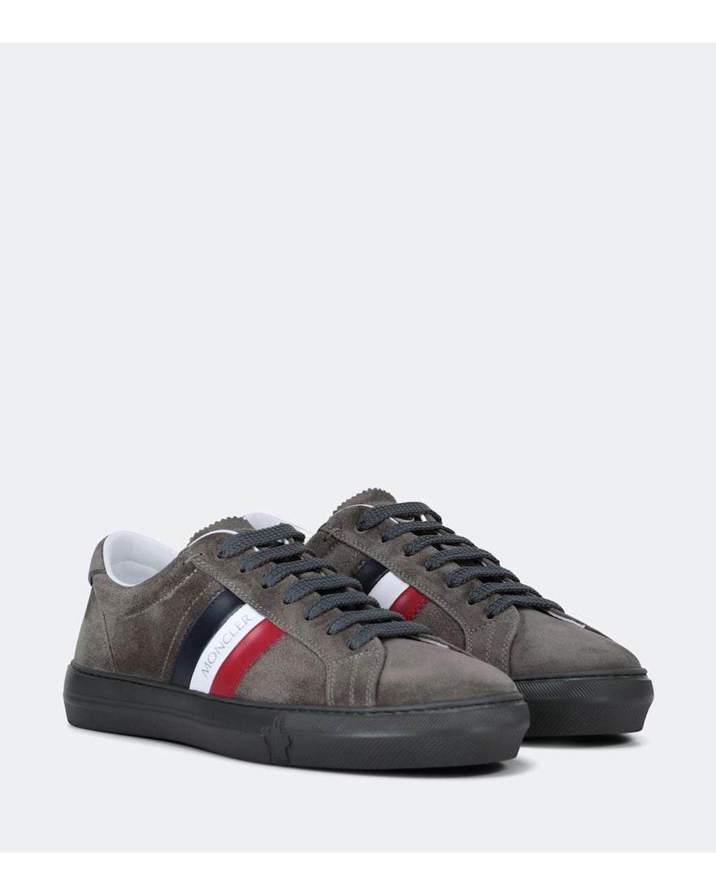 Moncler Brown New Monaco Suede And Leather Sneakers for men