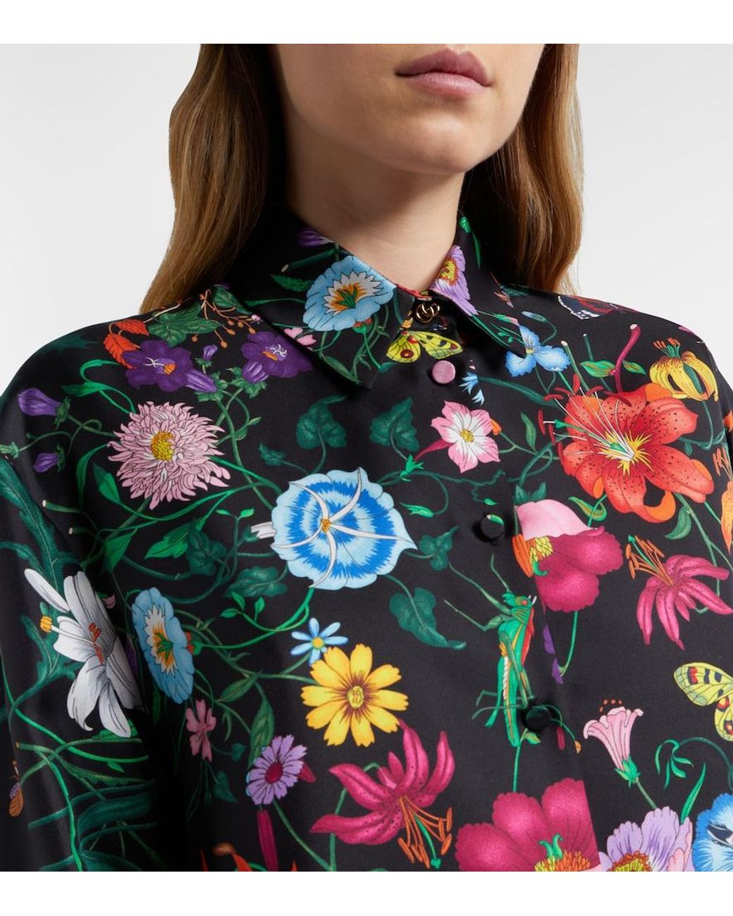 Gucci Black Printed Silk Twill Shirt