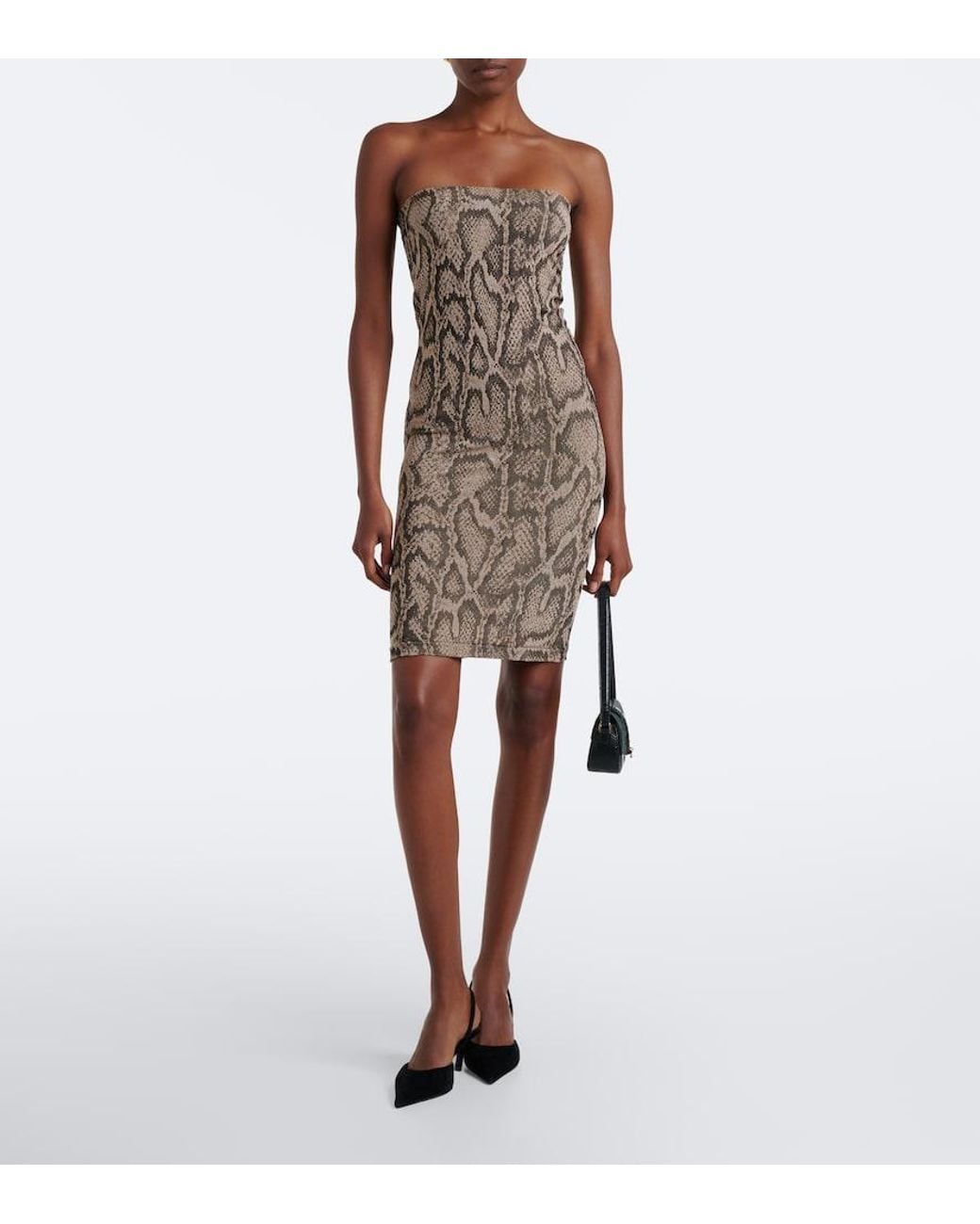 Wolford Brown Snake-Print Jacquard Minidress