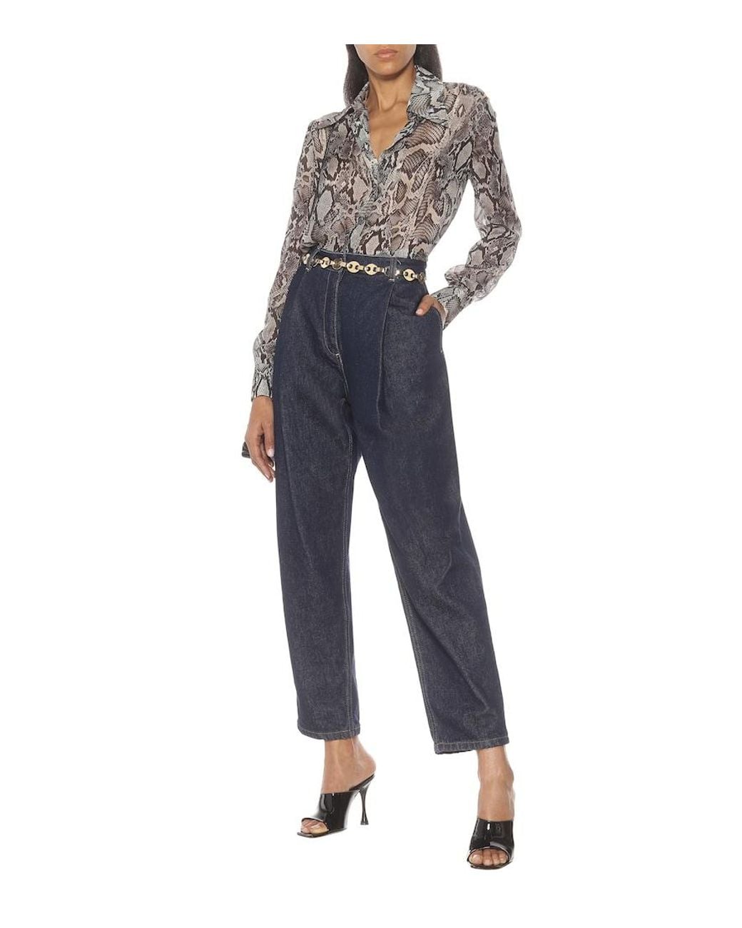 Magda Butrym Blue High-Rise Straight Jeans