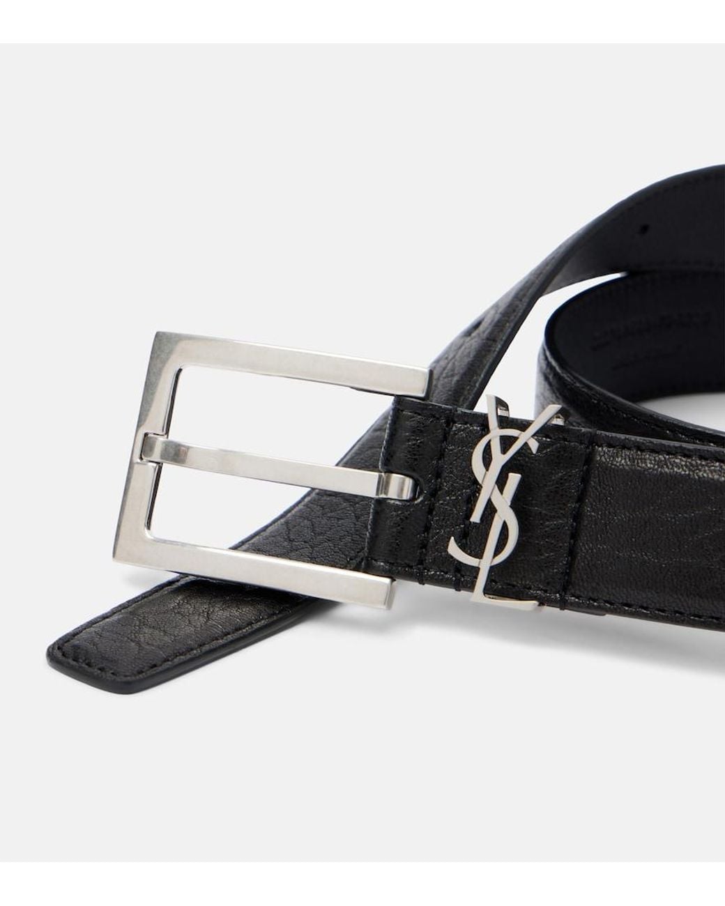 Saint Laurent Black Cassandre Leather Belt